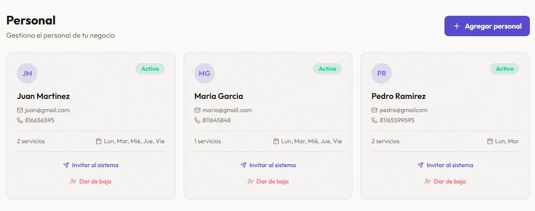 Módulo de personal
